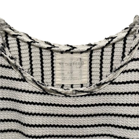 We The Free Peplum Striped Raw Hem Thermal Top Black and White Small - Picture 6 of 10